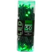 Kurt Adler UL 50-Light 5mm Green LED Green Wire Light Set
