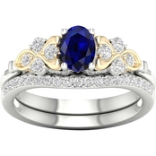 Color Bouquets by Lily 10K Gold 1/3 CTW Diamond and Blue Sapphire Bridal Set