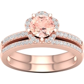Color Bouquets by Lily 10K 1/4 CTW Diamond and Genuine Morganite Bridal Set
