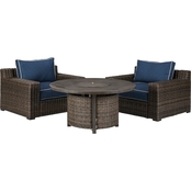 Signature Design by Ashley Grasson Lane Lounge Chairs with Firepit Table 3 pc. Set