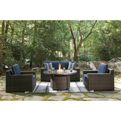 Signature Design by Ashley Grasson Lane Lounge Chairs, Loveseat, Firepit Table Set