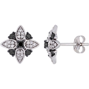 Sofia B. 10K White Gold 2/5 CTW Black & White Diamond Floral Stud Earrings