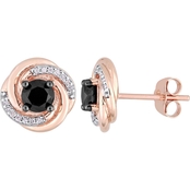 Sofia B. 10K Rose Gold 1 1/10 CTW Black & White Diamond Swirl Stud Earrings