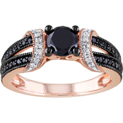 Sofia B. 10K Rose Gold 1 CTW Black and White Diamond Split Shank Engagement Ring