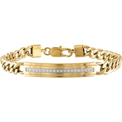 Esquire 1/5 CTW Diamond Gold Ion Plated Stainless Steel ID Bracelet