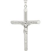 Sterling Silver Polished and Texture Tube Crucifix Cross Charm