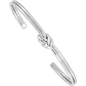 Rhodium Over Sterling Silver Polished Knot Cuff Bangle Bracelet