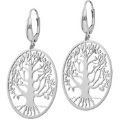 Sterling Silver Polished Tree of Life Leverback Earrings