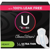 U by Kotex CleanWear Ultra Thin Heavy Absorbency Pads with Wings 14 ct.