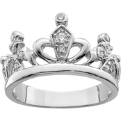 Sterling Silver Cubic Zirconia Crown Ring, Size 7