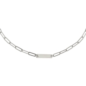 Sterling Silver Rhodium-plated Polished Bar with 2-inch Extension Necklace