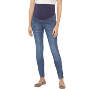Planet Motherhood Maternity Over the Belly Skinny Jeans with Contour Band and Loops