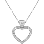 Sterling Silver Accent Diamond Open Heart Pendant