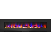 Cambridge 78 in. Wall Mount Electric Fireplace in Black with Multi Color Flames