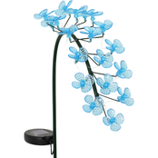 Exhart Solar Flower Garden Stake with Spinning Forget Me Not Blooms