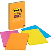 Post-it Super Sticky Lined Pads, 4 X 6 in. Multi Color 4 Pk.