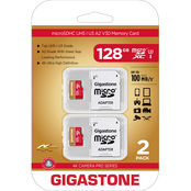 Gigastone MicroSD A2 V30 128GB 2 pk. with SD Adapter