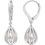 Sofia B. Sterling Silver Freshwater Cultured Pearl and Diamond Accent Drop Earrings