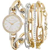 Kendall + Kylie: Dainty Goldtone Chain Link Analog Watch and Layered Bracelet Set