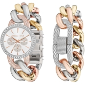 Kendall + Kylie Open Link Mock Chronograph Analog Watch and Bracelet Set