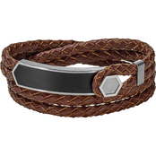 Bulova Precisionist Double Wrap Bracelet: Braided Brown Leather