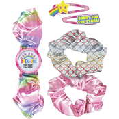 PlayZoom Kids LCD Scrunchie Band Watch, Scrunchies and Hair Clips Set