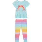 Gumballs Toddler Girls Rainbow Dreamer Ruffle Peplum 2 pc. Legging Set