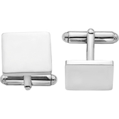 Sterling Silver Rhodium Plated Square Cuff Links
