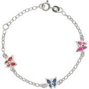 Sterling Silver Children's Enamel Butterfly Bracelet
