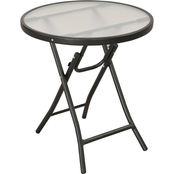 Home Creations 18 in. Round Texture Glass Top Folding Side Table