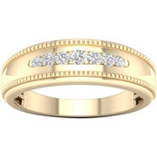 14K Yellow Gold Over Sterling Silver 1/5 CTW Diamond Men's Wedding Band