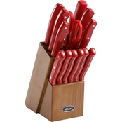 Oster Evansville 14 pc. Cutlery Set with Color Stained Rubberwood Block
