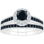 10K Gold 3/4 CTW Black and White Diamond Bridal Ring
