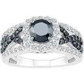 10K Gold 1 1/2 CTW Black and White Diamond Engagement Ring