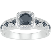 10K Gold 3/4 CTW Black and White Diamond Engagement Ring