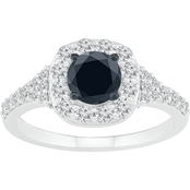 10K 1 1/3 CTW Black and White Diamond Engagement Ring
