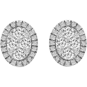 10K White Gold 1/2 CTW Diamond Composite Oval Frame Earrings