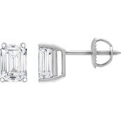 14K White Gold 1 1/2 CTW Emerald Cut Diamond Solitaire Earrings I/ I2