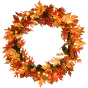 National Tree Company 36 in. Maple Wreath with Clear Lights