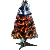 National Tree Company 2 ft. Black Fiber Optic Tree with Candy Corn Color Lights