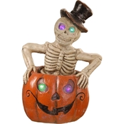 National Tree Company 15 in. Lighted Pumpkin and Skeleton Halloween Decor