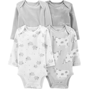 Carter's Infants Neutral Gray Animals Bodysuit 4 pk.