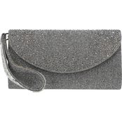 Jessica McClintock Vienna Scattered Stone Flap Clutch with Jewel Strap