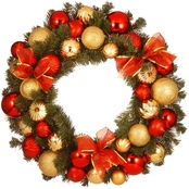 National Tree Company 30 in. Red and Gold Ornament Wreath