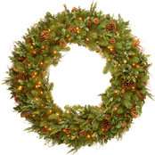 National Tree Company 48 in. Juniper Mix Pine Wreath with 200 Warm White LED Lights
