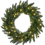 National Tree Company Grande Fir Wreath with Warm White LED Lights