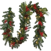 National Tree Company 9 ft. Decorative Collection Magnolia Garland with Lights
