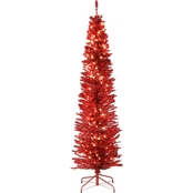 National Tree Company 6 ft. Silver Tinsel Tree with Clear Lights