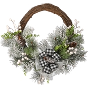 National Tree Company 22 in. Snowy Christmas Wreath with Bow