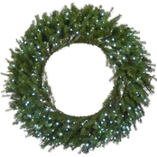 National Tree Company Memory Shape Norwood Fir Wreath with White LED Lights
